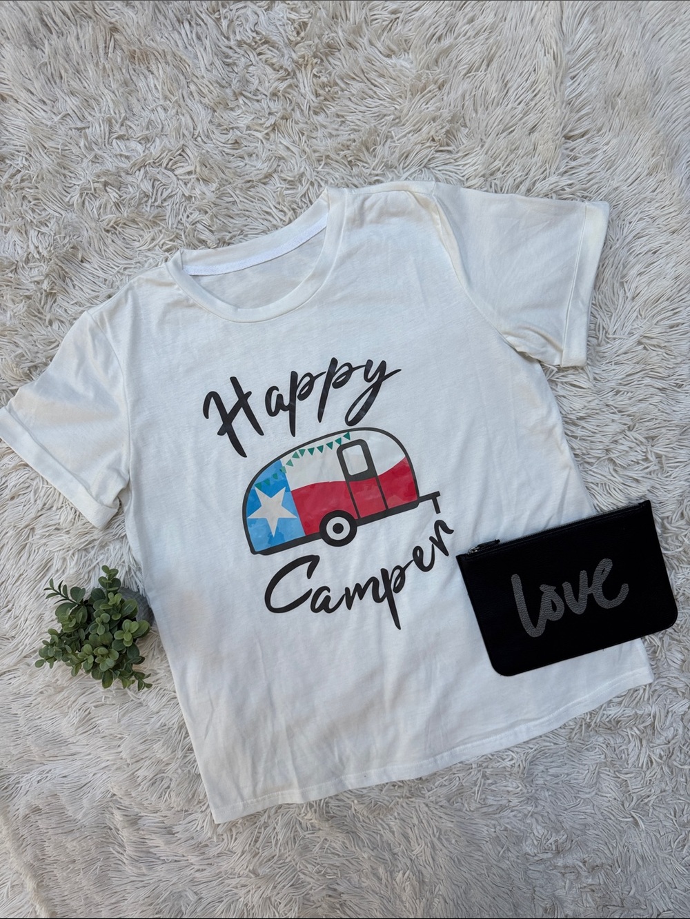 Boutique Happy Camper Graphic Tee 💗 White
